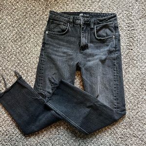 Zara Raw Hem Black Jeans